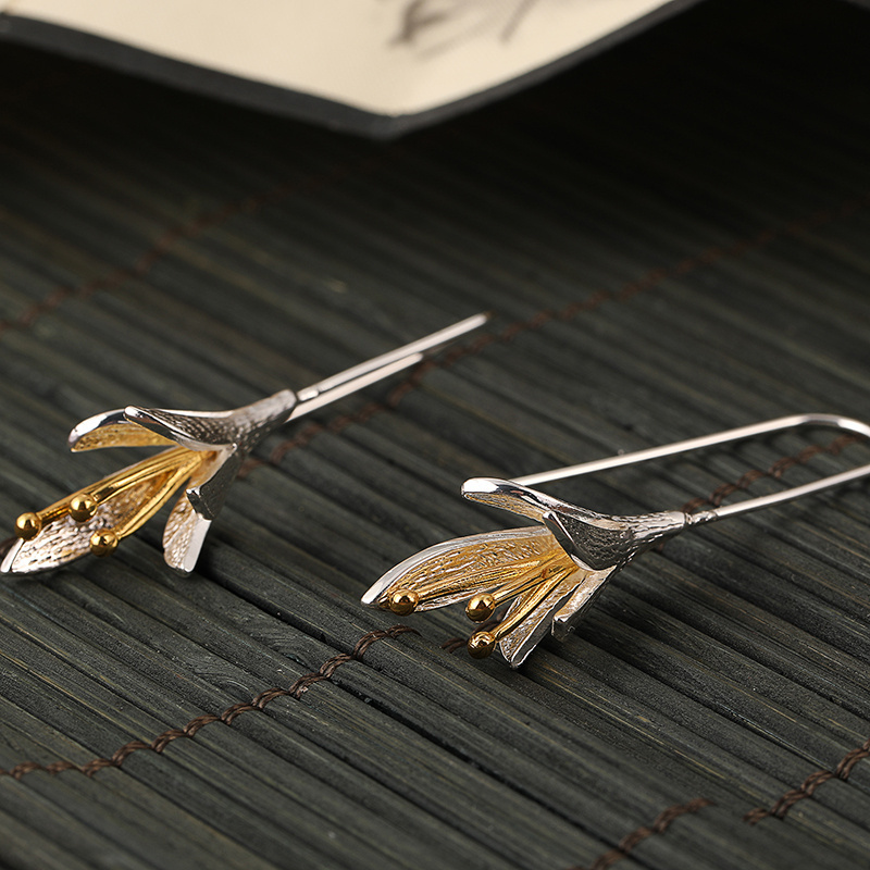 Lily Dangle Earrings with Golden Accents Boho Style